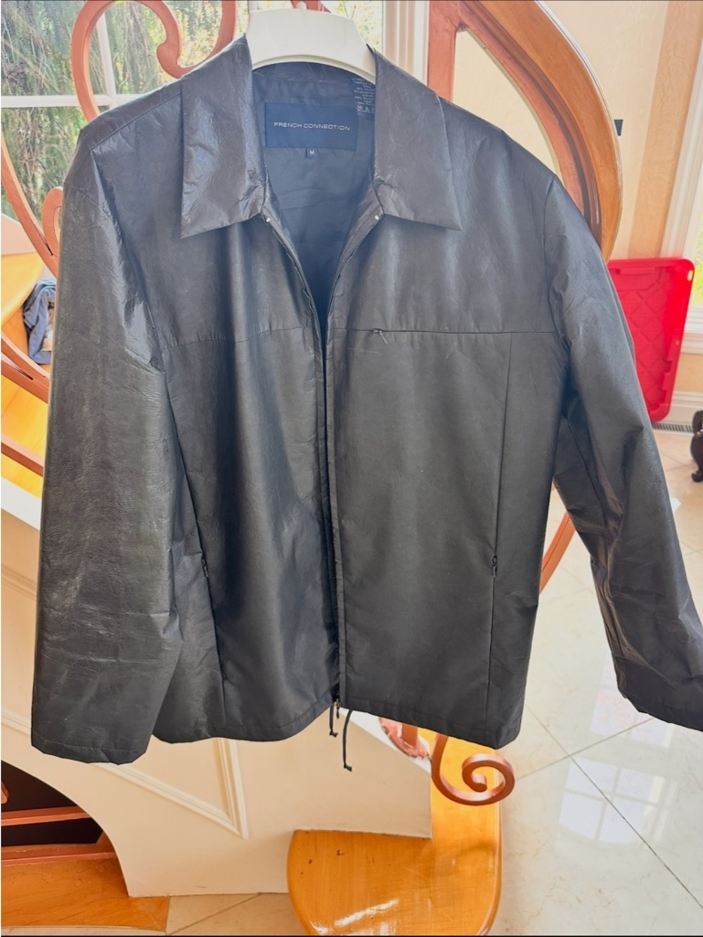French Connection Brown Faux Leather Jacket Minimalist 90s Y2K Mens M